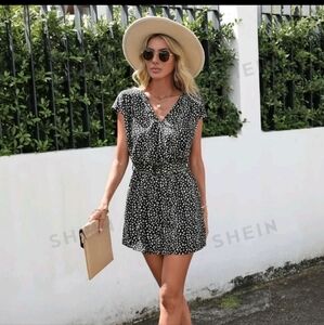 NWT SHEIN black Leopard print romper size L